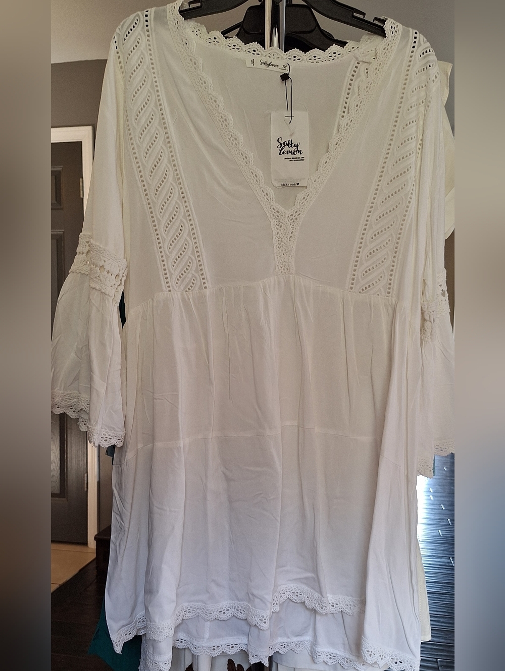 Soya Concept White Crochet-Trim V-Neck Tunic